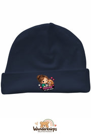 Umschlagmütze Rox-01 in Marineblau mit Motiv Tierliebe ist mein Beruf
