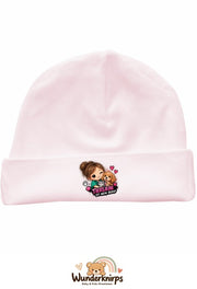 Umschlagmütze Rox-01 in Pastellrosa mit Motiv Tierliebe ist mein Beruf