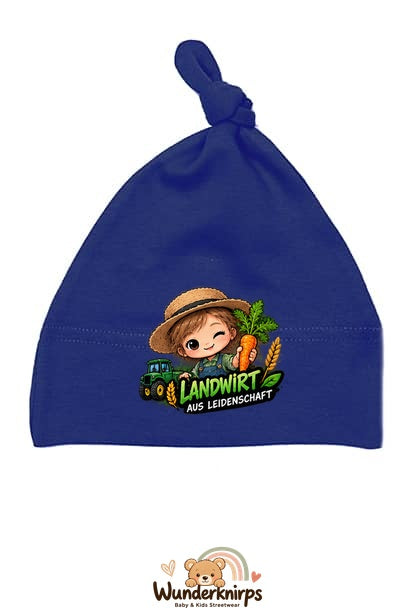 Knotenmütze Babybugz BZ15 in Marineblau mit Motiv Landwirt aus Leidenschaft