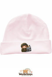Umschlagmütze Rox-01 in Pastellrosa mit Motiv Stark im Team