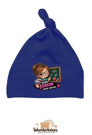 Knotenmütze Babybugz BZ15 in Marineblau mit Motiv Kleine Lehrerin, große Wirkung