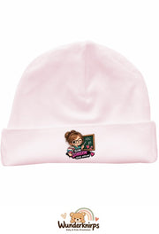 Umschlagmütze Rox-01 in Pastellrosa mit Motiv Kleine Lehrerin, große Wirkung