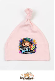 Knotenmütze Babybugz BZ15 in Pastellrosa mit Motiv Kreative Köpfe verändern die Welt