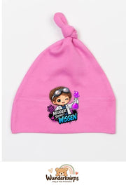 Knotenmütze Babybugz BZ15 in Bubblegum-Pink mit Motiv Neugier schafft Wissen