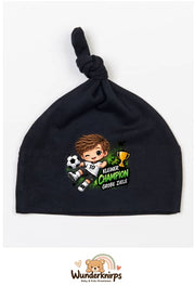 Knotenmütze Babybugz BZ15 in Schwarz mit Motiv Kleiner Champion, große Ziele