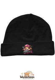 Umschlagmütze Rox-01 in Schwarz mit Motiv Friseurin Schönheit hat viele Styles