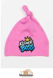 Knotenmütze Babybugz BZ15 in Bubblegum-Pink mit Motiv Kleiner Boss