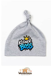 Knotenmütze Babybugz BZ15 in Grau meliert mit Motiv Kleiner Boss