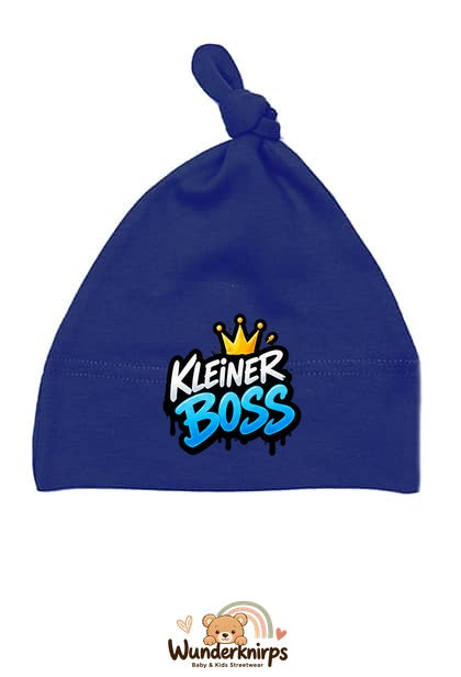 Knotenmütze Babybugz BZ15 in Marineblau mit Motiv Kleiner Boss