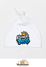 Knotenmütze Babybugz BZ15 in Weiß mit Motiv Kleiner Boss