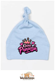 Knotenmütze Babybugz BZ15 in Staubblau mit Motiv Kleine Prinzessin