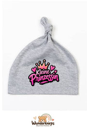 Knotenmütze Babybugz BZ15 in Grau meliert mit Motiv Kleine Prinzessin