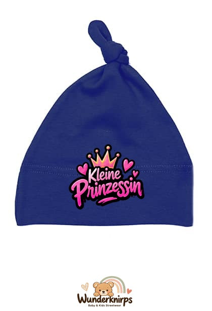 Knotenmütze Babybugz BZ15 in Marineblau mit Motiv Kleine Prinzessin