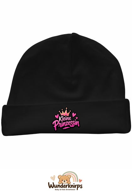 Umschlagmütze Rox-01 in Schwarz mit Motiv Kleine Prinzessin