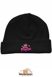 Umschlagmütze Rox-01 in Schwarz mit Motiv Kleine Prinzessin