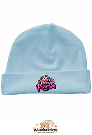 Umschlagmütze Rox-01 in Pastellblau mit Motiv Kleine Prinzessin