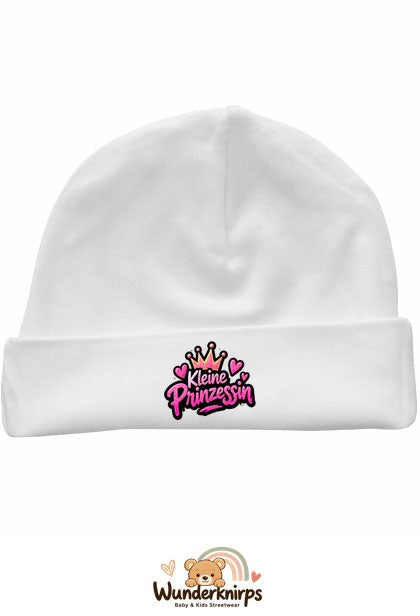 Umschlagmütze Rox-01 in Weiß mit Motiv Kleine Prinzessin
