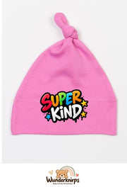 Knotenmütze Babybugz BZ15 in Bubblegum-Pink mit Motiv Super Kind