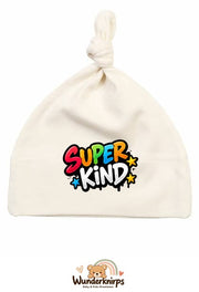 Knotenmütze Babybugz BZ15 in Natur mit Motiv Super Kind