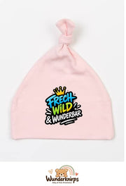 Knotenmütze Babybugz BZ15 in Pastellrosa mit Motiv Frech, wild und wunderbar