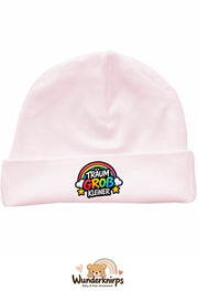 Umschlagmütze Rox-01 in Pastellrosa mit Motiv Träum groß, Kleiner