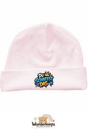 Umschlagmütze Rox-01 in Pastellrosa mit Motiv Du schaffst das