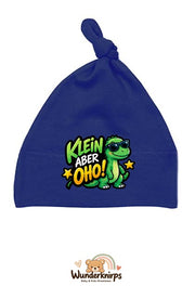 Knotenmütze Babybugz BZ15 in Marineblau mit Motiv Dino Klein, aber oho