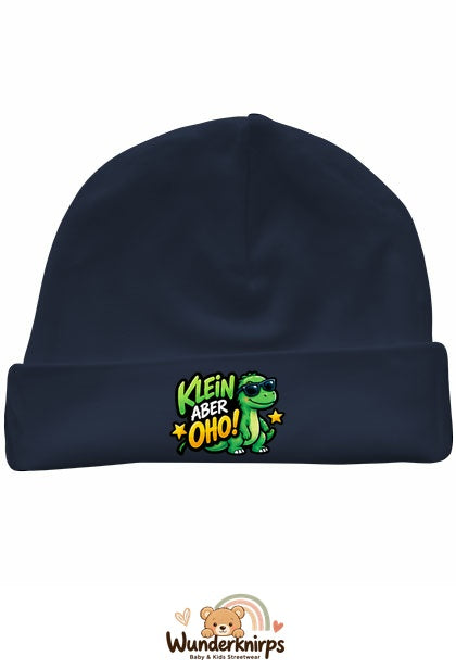Umschlagmütze Rox-01 in Marineblau mit Motiv Dino Klein, aber oho