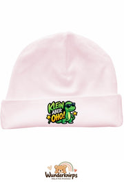 Umschlagmütze Rox-01 in Pastellrosa mit Motiv Dino Klein, aber oho