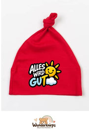 Knotenmütze Babybugz BZ15 in Rot mit Motiv Alles wird gut
