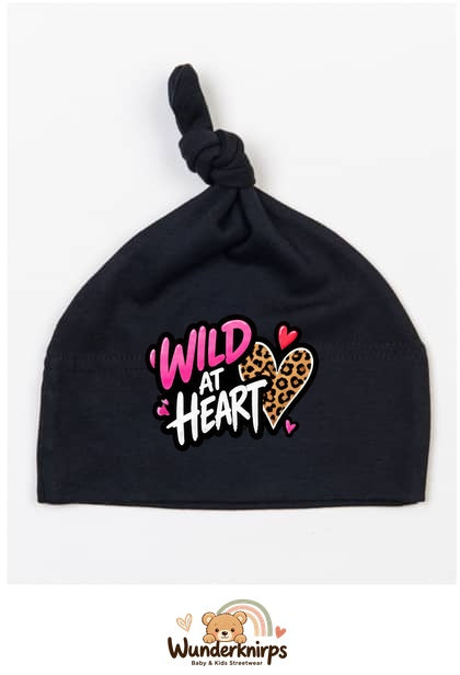 Knotenmütze Babybugz BZ15 in Schwarz mit Motiv Wild at Heart