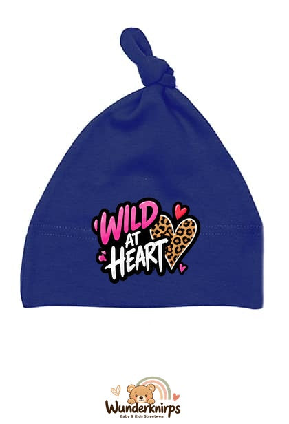 Knotenmütze Babybugz BZ15 in Marineblau mit Motiv Wild at Heart