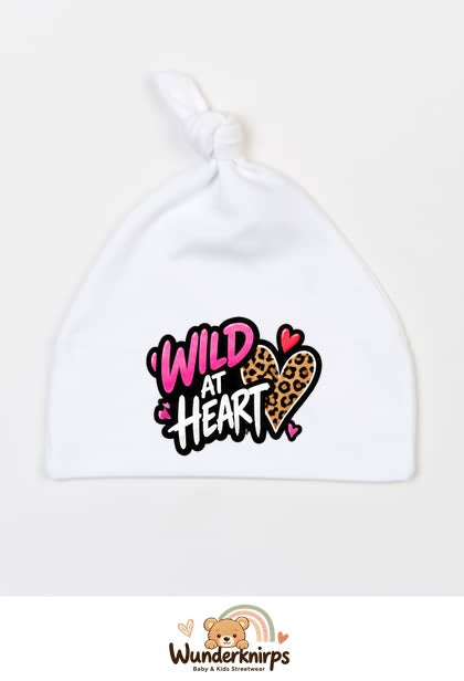 Knotenmütze Babybugz BZ15 in Weiß mit Motiv Wild at Heart