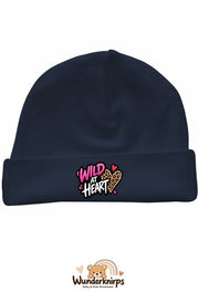 Umschlagmütze Rox-01 in Marineblau mit Motiv Wild at Heart