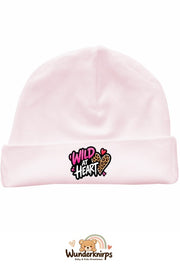 Umschlagmütze Rox-01 in Pastellrosa mit Motiv Wild at Heart