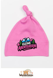 Knotenmütze Babybugz BZ15 in Bubblegum-Pink mit Motiv Kleine Abenteurerin