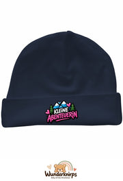 Umschlagmütze Rox-01 in Marineblau mit Motiv Kleine Abenteurerin