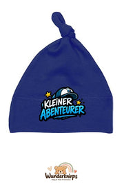 Knotenmütze Babybugz BZ15 in Marineblau mit Motiv Kleiner Abenteurer