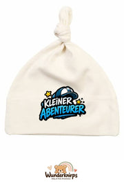 Knotenmütze Babybugz BZ15 in Natur mit Motiv Kleiner Abenteurer