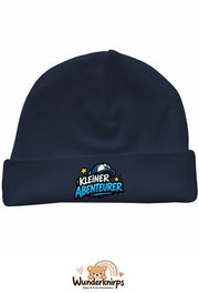 Umschlagmütze Rox-01 in Marineblau mit Motiv Kleiner Abenteurer