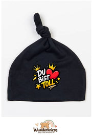 Knotenmütze Babybugz BZ15 in Schwarz mit Motiv Du bist toll