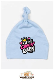 Knotenmütze Babybugz BZ15 in Staubblau mit Motiv Kleine Chaos Queen