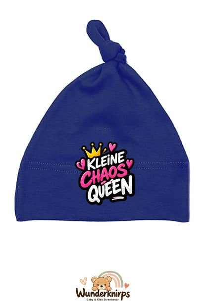Knotenmütze Babybugz BZ15 in Marineblau mit Motiv Kleine Chaos Queen