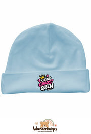 Umschlagmütze Rox-01 in Pastellblau mit Motiv Kleine Chaos Queen