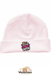 Umschlagmütze Rox-01 in Pastellrosa mit Motiv Kleine Chaos Queen