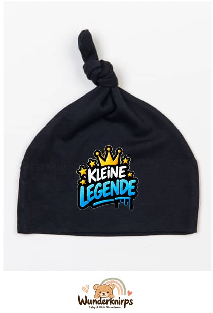 Knotenmütze Babybugz BZ15 in Schwarz mit Motiv Kleine Legende