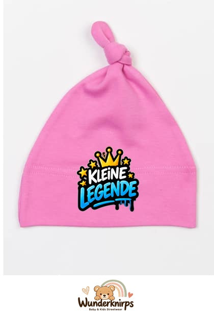 Knotenmütze Babybugz BZ15 in Bubblegum-Pink mit Motiv Kleine Legende