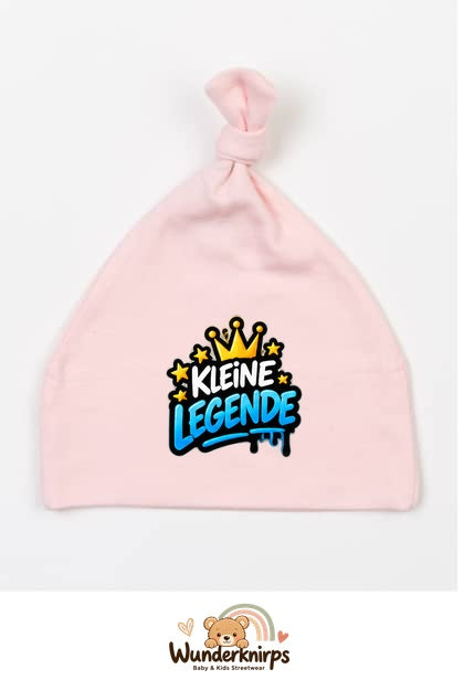Knotenmütze Babybugz BZ15 in Pastellrosa mit Motiv Kleine Legende
