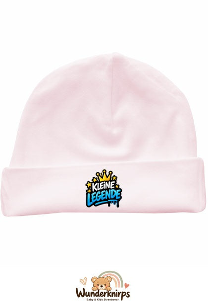 Umschlagmütze Rox-01 in Pastellrosa mit Motiv Kleine Legende