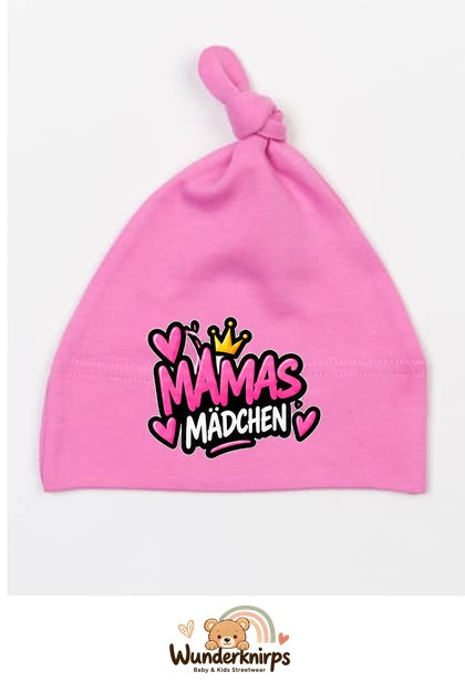 Knotenmütze Babybugz BZ15 in Bubblegum-Pink mit Motiv Mamas Mädchen